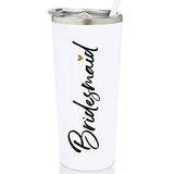 SassyCups Bridesmaid Tumbler | Vacuum Insulated Stainless Steel Cup with Straw for Bridesmaid Proposal | Will You Be My Bridesmaid | Newly Engaged Travel Mug | Bridal Party (22 Ounce, White)