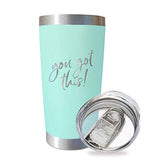 SassyCups You Got This Tumbler | 20 Ounce Engraved Seafoam Stainless Steel Insulated Travel Mug | New Job Promotion | Congratulations Congrats | Going Away Moving Away | Graduation Tumbler | Divorce