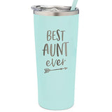 SassyCups Best Aunt Ever Tumbler | 22 Ounce Engraved Mint Stainless Steel Insulated Travel Mug with Lid and Straw | Aunt Pregnancy Announcement | New Aunt | Aunt Again | Aunt Birthday | Aunt To Be