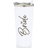 SassyCups Bride Tumbler Cup | Engraved Vacuum Insulated Stainless Steel Drink Cup with Straw for Bride to Be | Engagement Glass | Newly Engaged Travel Mug | Future Mrs | Bachelorette (22 Ounce, White)
