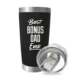 SassyCups Best Bonus Dad Ever | 20 Ounce Engraved Black Stainless Steel Insulated Travel Mug | New Stepdad Birthday | Dog Step Dad | Future Step-Dad | Like a Dad | Happy Birthday Stepdad Tumbler