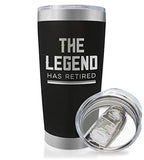 The Legend Has Retired - 20 Ounce Engraved Stainless Steel Insulated Travel Mug for Retired Men Dad Husband Boss | Retirement Party Coffee Mug | Retiree Tumbler (20 Ounce, Black)