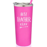 SassyCups Teacher Tumbler | Stainless Steel Insulated Vacuum Insulated with Straw | Teacher Travel Mug End of Year | Best Teacher | New Teacher Cup | Virtual School Teacher Appreciation (22 Oz, Pink)