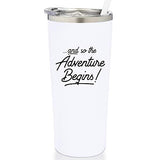 SassyCups and so the Adventure Begins Tumbler | Vacuum Insulated Stainless Steel Cup with Straw for Graduation | New Job Coffee Travel Mug | Cold Drink Tumbler | Going Away (22 Ounce, White)