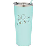 SassyCups 50th Birthday Tumbler | 50 Years Fabulous | 22 Ounce Engraved Mint Engraved Stainless Steel Insulated Tumbler with Lid and Straw | Fiftieth Bday Travel Mug | Women Turning Fifty